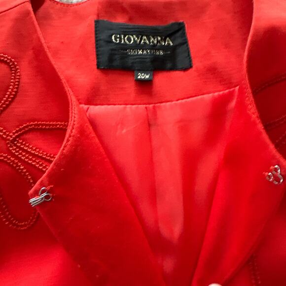 GIOVANNA Jacket Womens  20W Orange Coral Linen Embroidered Special Occasion - Picture 6 of 14